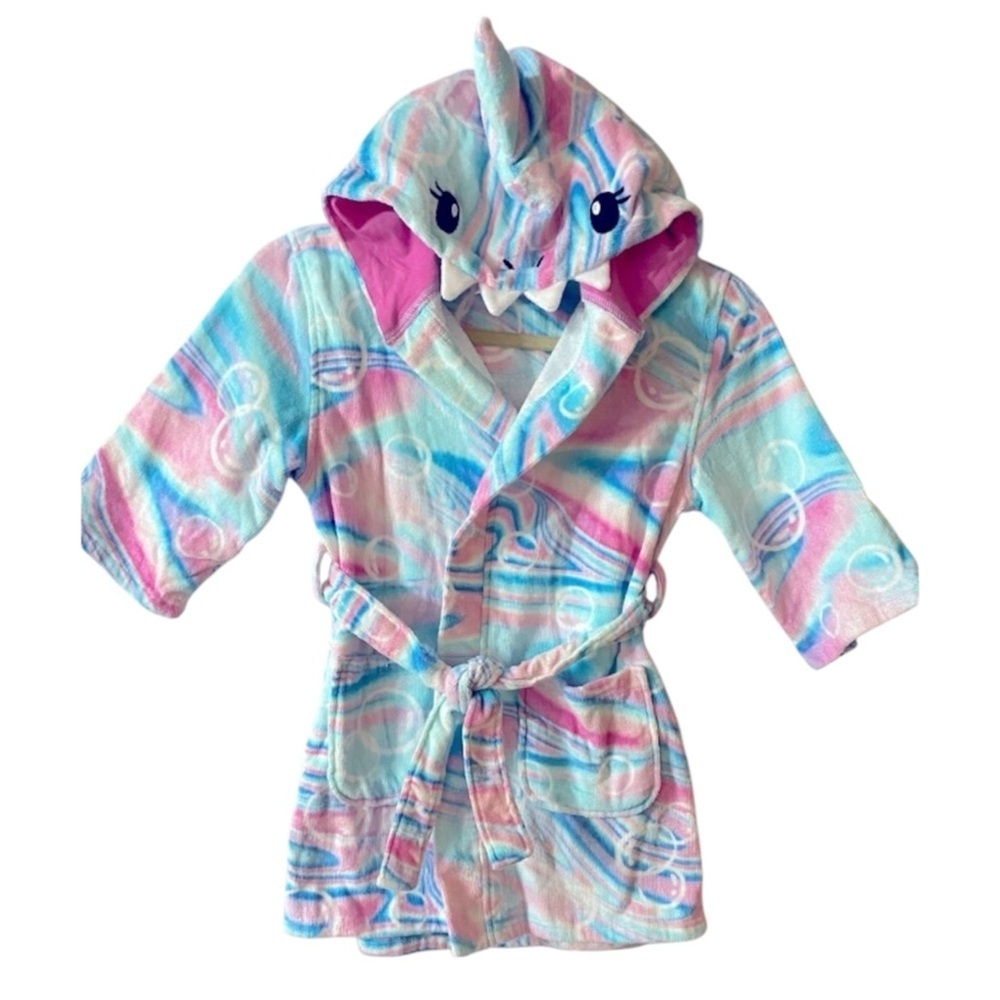 Saint Eve Swim, Komar Kids Robe, Terry Cloth,Sz XS, 5, 6, Shark, Pastel​,Novelty